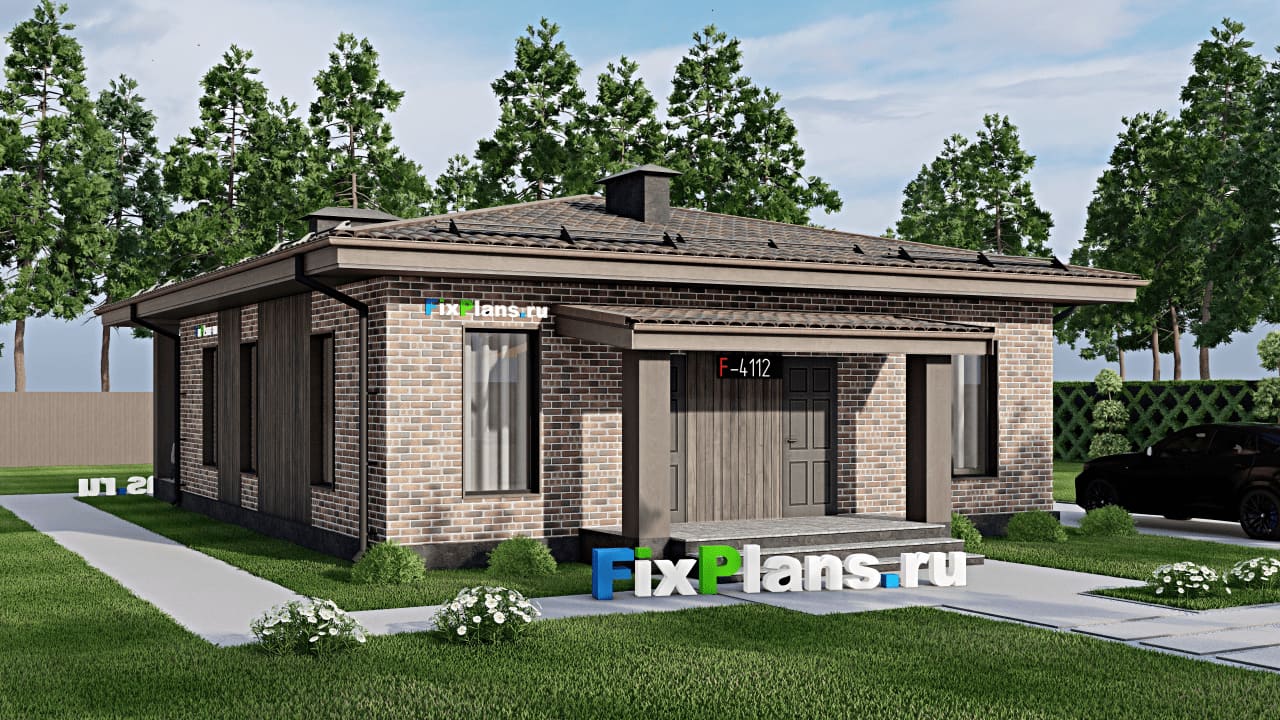 Одноэтажный дом F-4112 — фасад