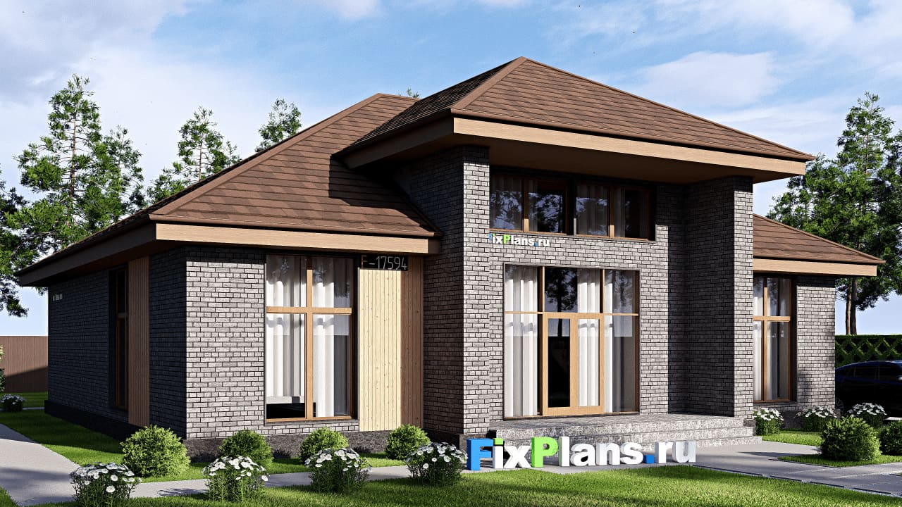 Одноэтажный дом F-17594 — фасад