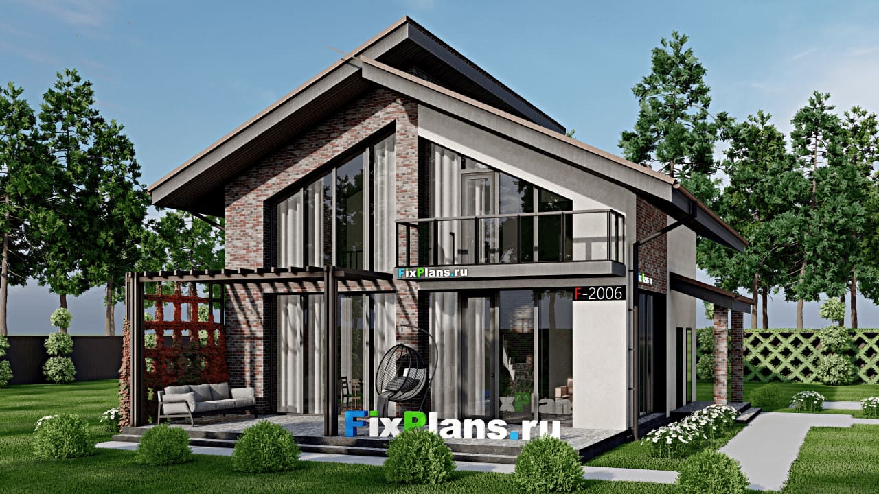 Одноэтажный дом с мансардой  F - 2006 — фасад